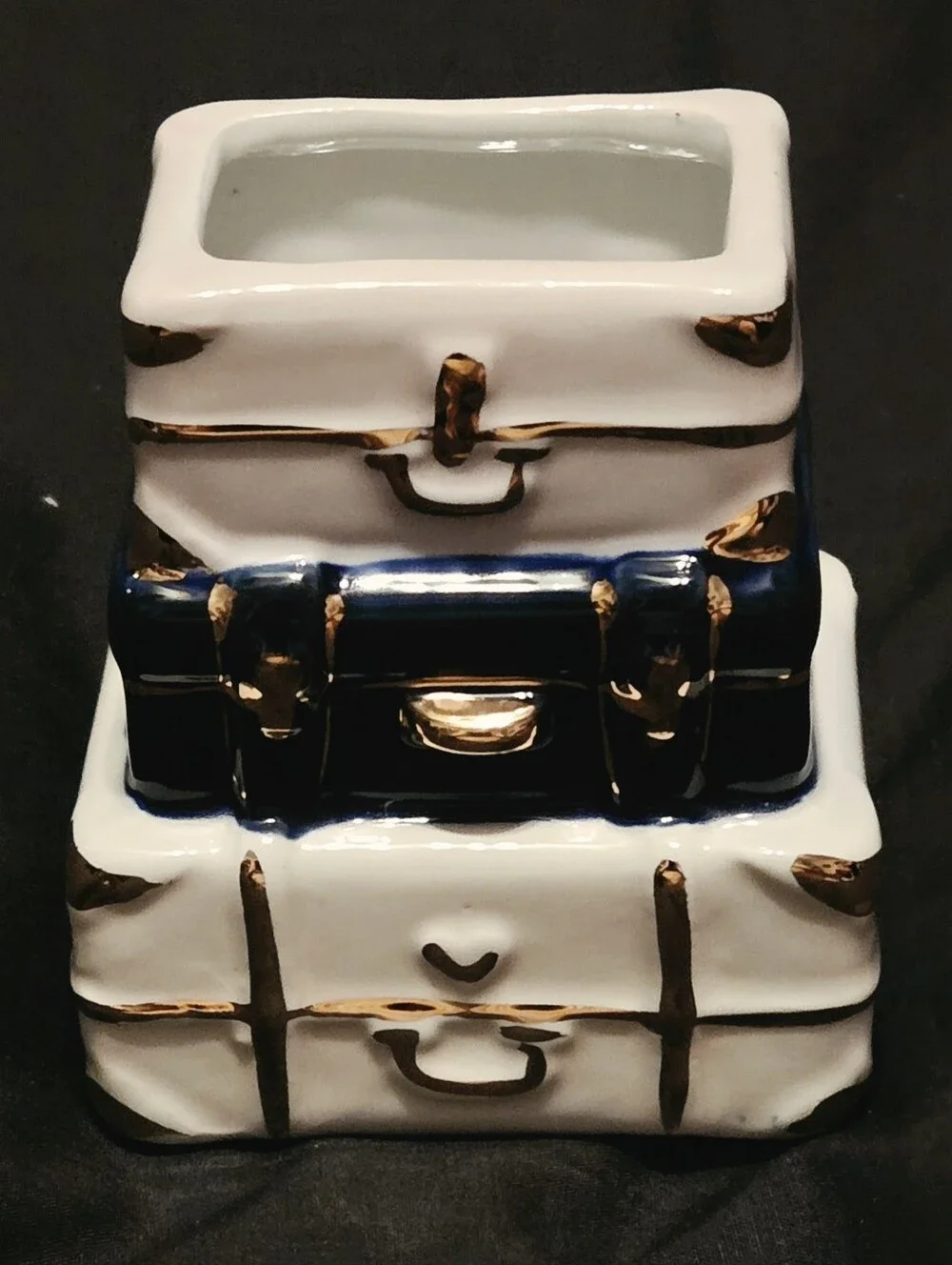 Kate Aspen Ceramic Porcelain Suitcase Ceramic Bud Vase 3.25 X 3